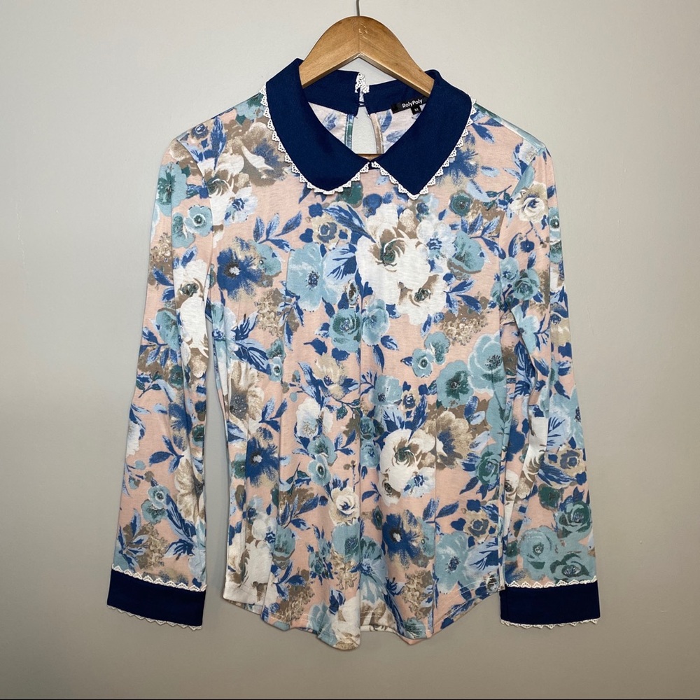 🔥SOLD🔥 Peach Floral Boutique Top Small - Picture 2 of 8